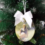 Pallina di Natale in plexiglass personalizzata con foto, fiocco e campanellino - immagine 4